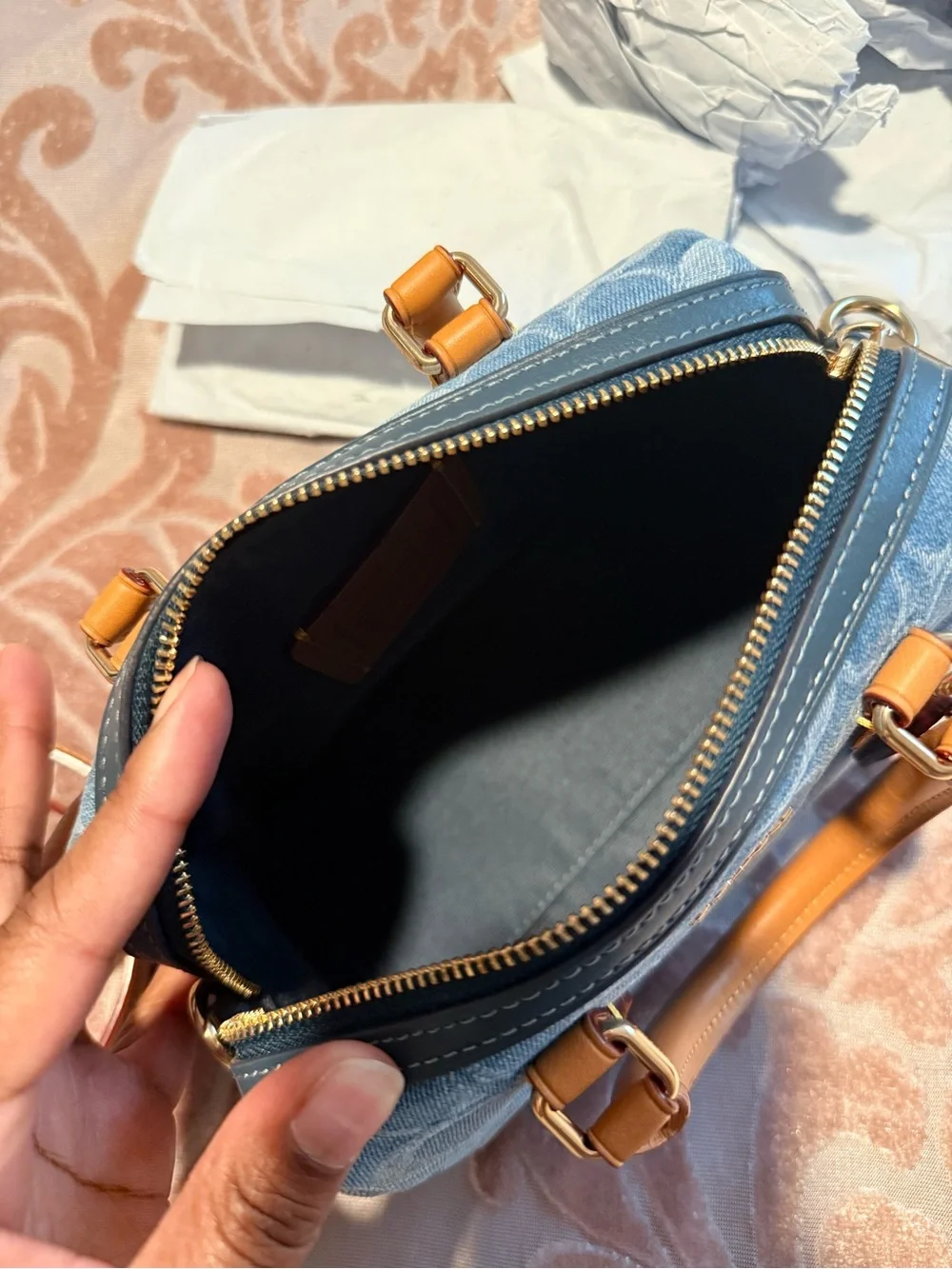 Coach Denim Signature Mini Rowan with wallet included